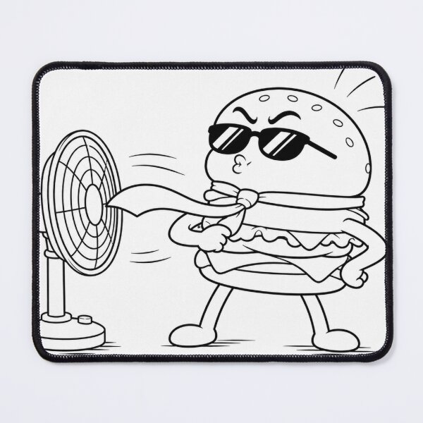 Item preview, Cool Burger Enjoying a Fan Funny Summer Cartoon designed and sold by ComedyInkFactor.