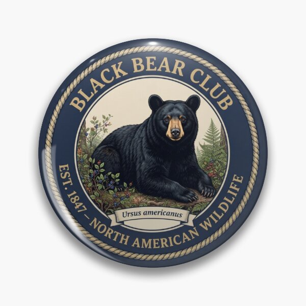 Item preview, Black Bear Club Vintage Badge North American Wildlife designed and sold by CalmCapy Co.