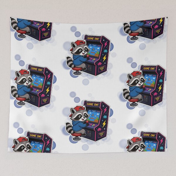 Item preview, Cute Raccoon Arcade Cartoon designed and sold by iamKRUK.