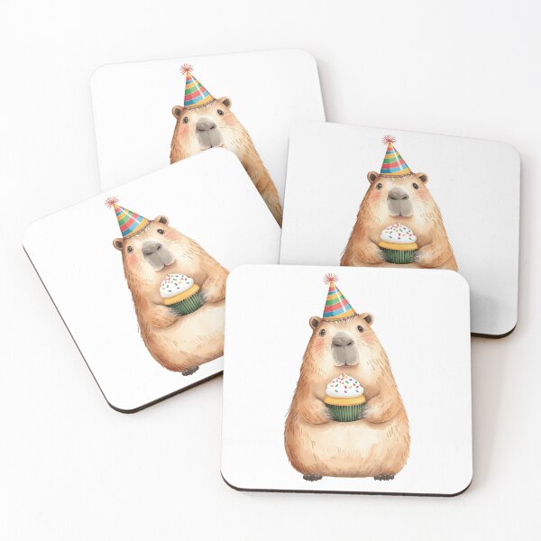 Item preview, Cute Birthday Capybara With Cupcake designed and sold by takeng07.