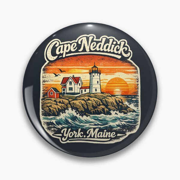 Item preview, Cape Neddick Nubble Lighthouse York Maine Vintage Retro Travel Shirt | Coastal New England Lighthouse designed and sold by Globalcitytees.