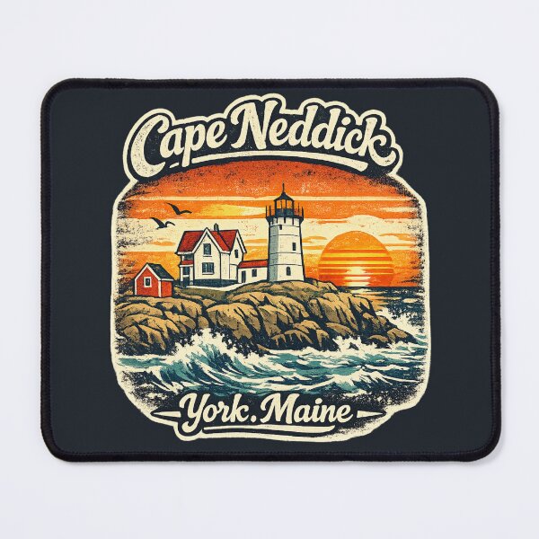 Item preview, Cape Neddick Nubble Lighthouse York Maine Vintage Retro Travel Shirt | Coastal New England Lighthouse designed and sold by Globalcitytees.