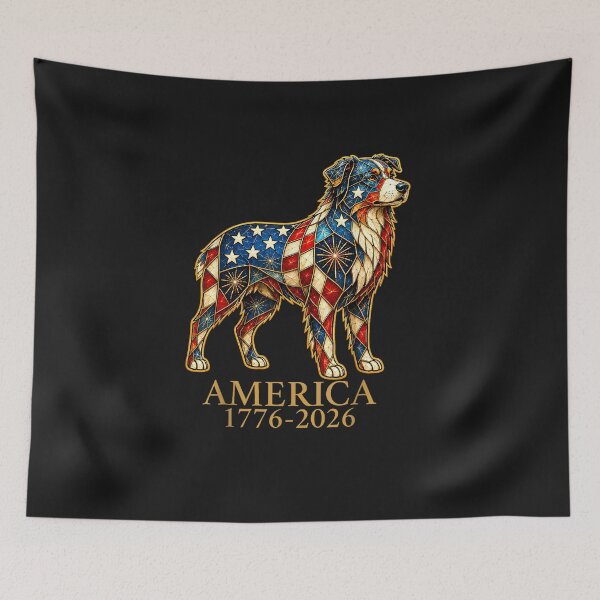 Item preview, America 1776-2026 Australian Shepherd Patriotic US Flag USA designed and sold by FrankIsabel.
