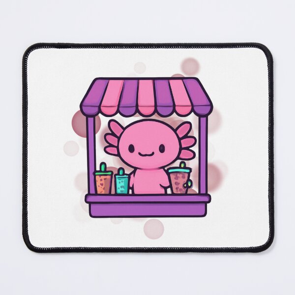 Item preview, Cute Axolotl Bubble Tea Shop Cartoon designed and sold by iamKRUK.