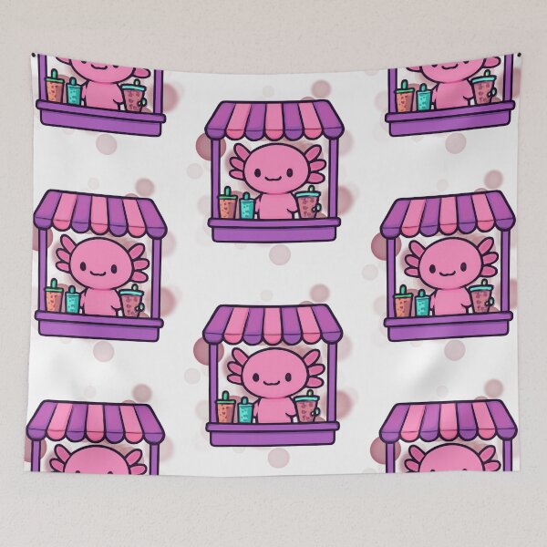 Item preview, Cute Axolotl Bubble Tea Shop Cartoon designed and sold by iamKRUK.