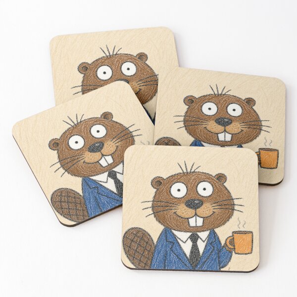 Item preview, Busy Beaver Business — Funny Cartoon Beaver in Suit with Coffee Mug designed and sold by 516 Studio.