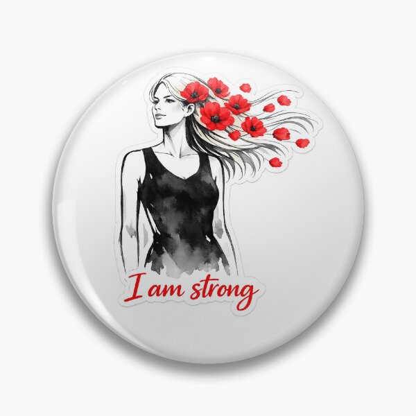 Item preview, Strong woman image in black and white with red popies in her hair  designed and sold by wallartofmio.