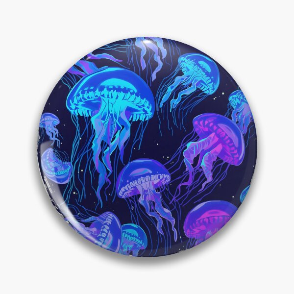 Item preview, Neon Bioluminescent Jellyfish, Glowing Ocean Sea Life, Blue & Purple Synthwave Marine Art, Underwater Aesthetic Graphic designed and sold by PrintelloTH.