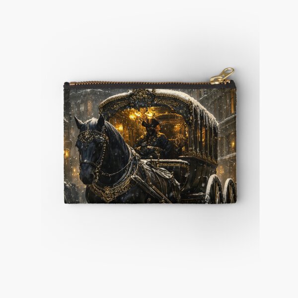 Item preview, Victorian Horse Carriage in Snow – Gothic Winter Cityscape Print designed and sold by Kaleidoscope Print.