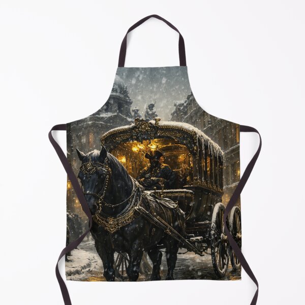 Item preview, Victorian Horse Carriage in Snow – Gothic Winter Cityscape Print designed and sold by Kaleidoscope Print.