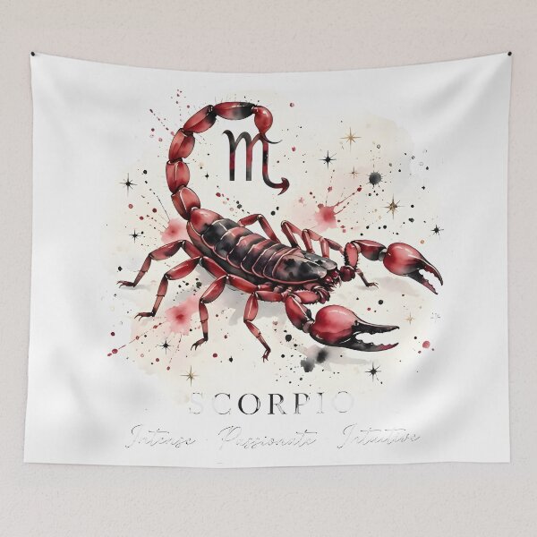 Item preview, Scorpio Red Scorpion Stars Watercolor Elegant Zodiac Art designed and sold by Zodiac Celestial Art.
