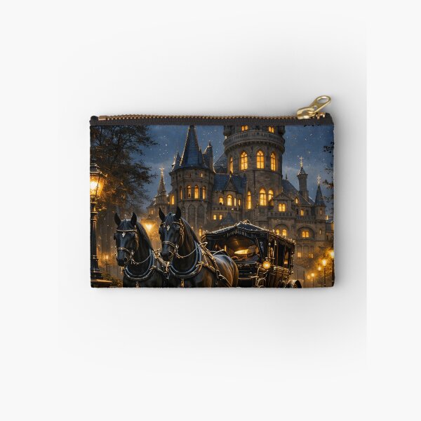 Item preview, Moonlit Gothic Castle Carriage – Dark Fairytale Horse and Coach Print designed and sold by Kaleidoscope Print.