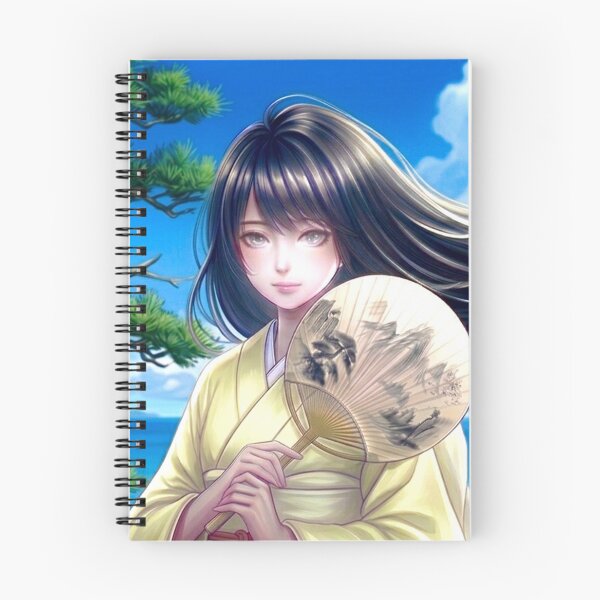 Item preview, A young girl wearing a kimono with traditional Japanese patterns and a fantastical Japanese beach scene. designed and sold by Aki-no-Mado Shop.