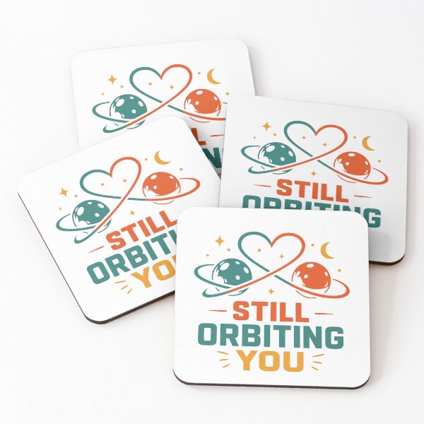 Item preview, Still Orbiting You | Minimal Space Love | Retro Planet Couple | Romantic Cosmic T-Shirt & Sticker designed and sold by Lovestickerco.