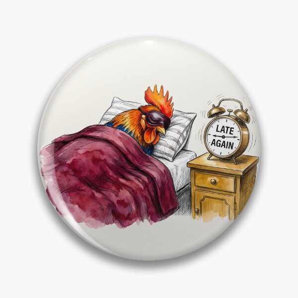 Item preview, Late Again - Funny Oversleeping Rooster Alarm Clock Art designed and sold by SoulPT.