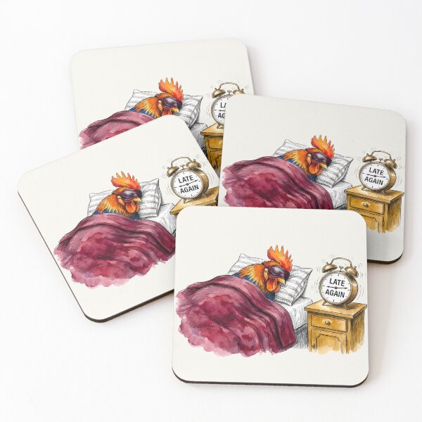 Item preview, Late Again - Funny Oversleeping Rooster Alarm Clock Art designed and sold by SoulPT.
