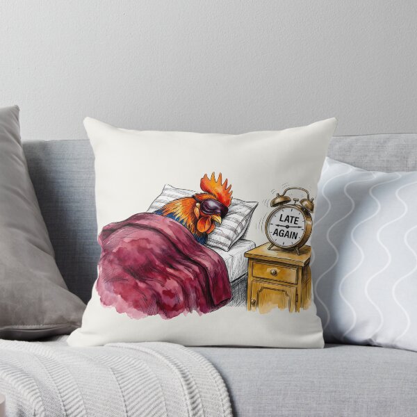 Item preview, Late Again - Funny Oversleeping Rooster Alarm Clock Art designed and sold by SoulPT.