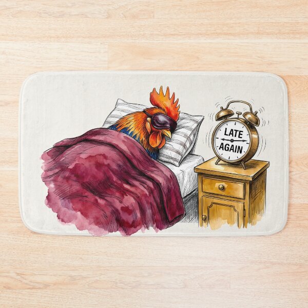 Item preview, Late Again - Funny Oversleeping Rooster Alarm Clock Art designed and sold by SoulPT.