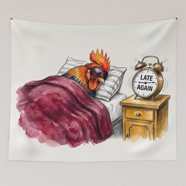Item preview, Late Again - Funny Oversleeping Rooster Alarm Clock Art designed and sold by SoulPT.