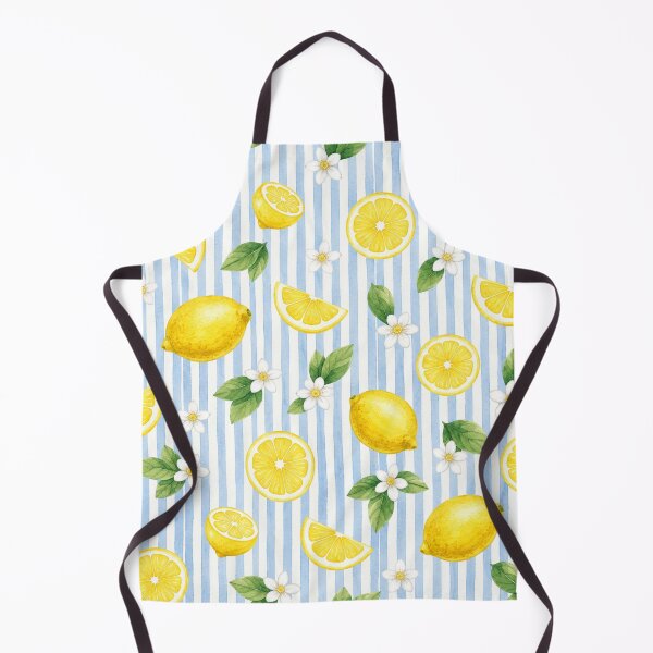 Item preview, Watercolor Lemon Stripe Pattern | Amalfi Coast Citrus Seamless Blue Coastal Summer Print designed and sold by Shivi-designs.