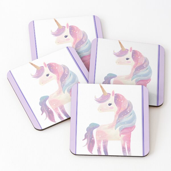 Item preview, Cute Unicorn in Soft Colours in Purple Frame designed and sold by TeeGeeTees.