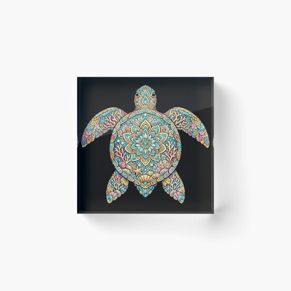 Item preview, Mandala Sea Turtle | Colorful Coral Reef Boho Ocean Art designed and sold by Dreamy fantasy design.