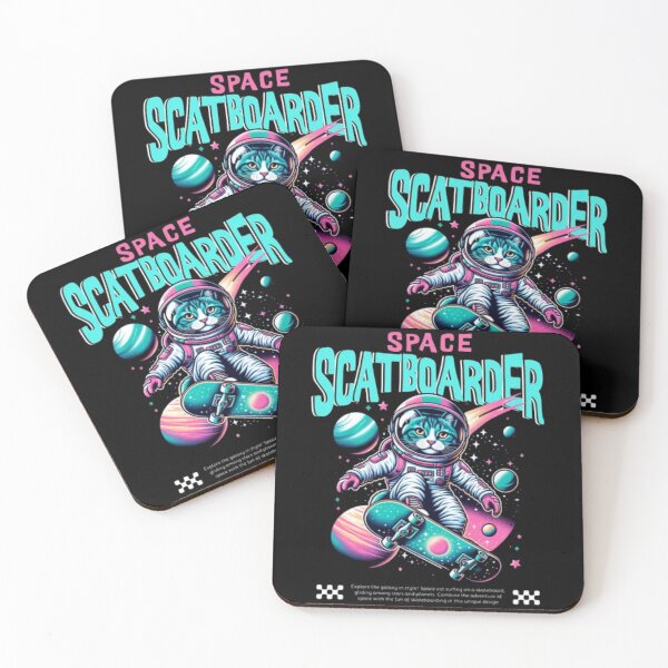Item preview, Space Scatboarder - Retro Cosmic Astronaut Cat Skater designed and sold by GenZFashion000.