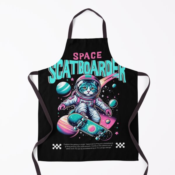 Item preview, Space Scatboarder - Retro Cosmic Astronaut Cat Skater designed and sold by GenZFashion000.