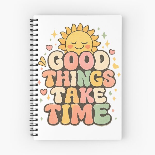 Item preview, "Good Things Take Time" Retro Groovy Sun Positive Quote Sticker & Art designed and sold by CosmoMerchStore.