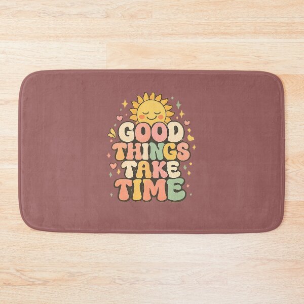 Item preview, "Good Things Take Time" Retro Groovy Sun Positive Quote Sticker & Art designed and sold by CosmoMerchStore.