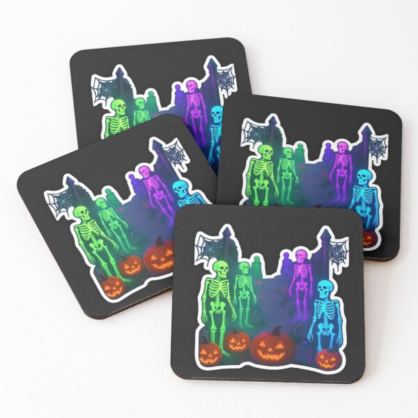 Item preview, Neon Halloween Skeleton Graveyard - Spooky Glowing Night designed and sold by alalame.