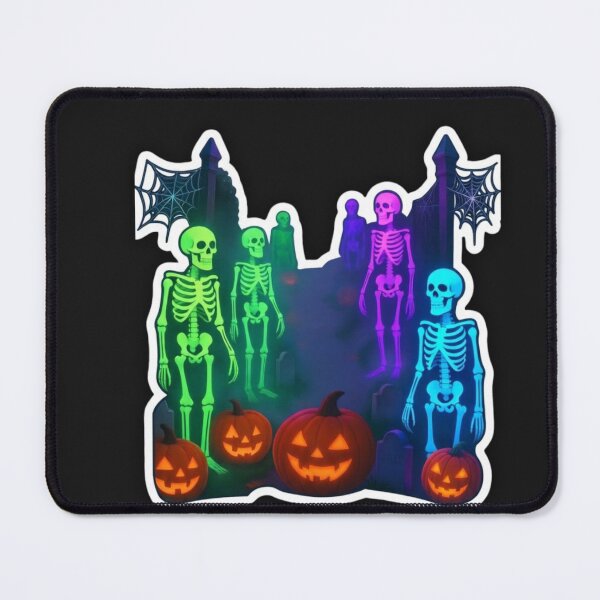 Item preview, Neon Halloween Skeleton Graveyard - Spooky Glowing Night designed and sold by alalame.