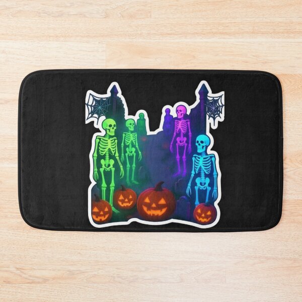 Item preview, Neon Halloween Skeleton Graveyard - Spooky Glowing Night designed and sold by alalame.