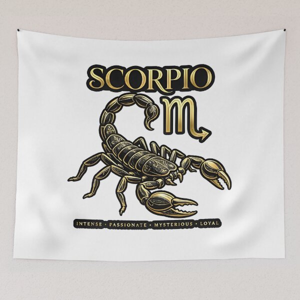 Item preview, Scorpio Intense Passionate Mysterious Loyal Gold Zodiac Art designed and sold by Zodiac Celestial Art.