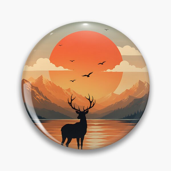 Item preview, Golden Lake Stag Sunset Landscape designed and sold by Jaideep Walia.