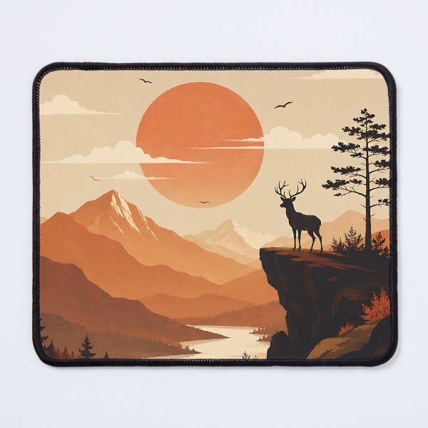 Item preview, Golden Valley Cliffside Stag Landscape designed and sold by Jaideep Walia.