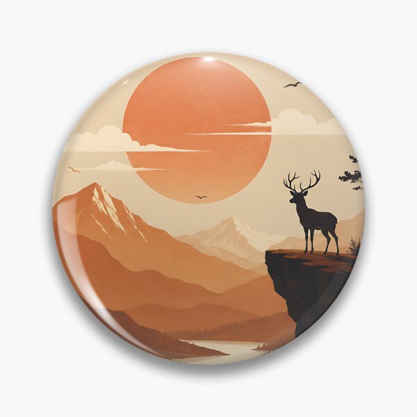 Item preview, Golden Valley Cliffside Stag Landscape  designed and sold by Jaideep Walia.