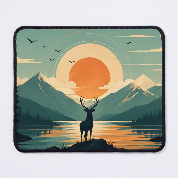 Item preview, Serene Alpine Stag Sunset Landscape designed and sold by Jaideep Walia.