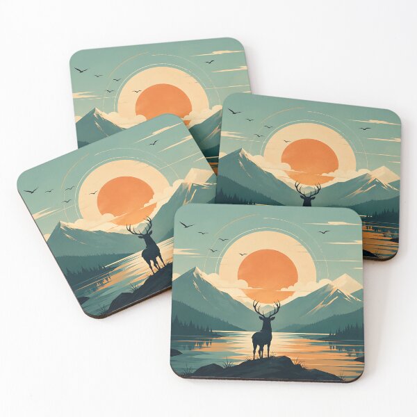 Item preview, Serene Alpine Stag Sunset Landscape  designed and sold by Jaideep Walia.