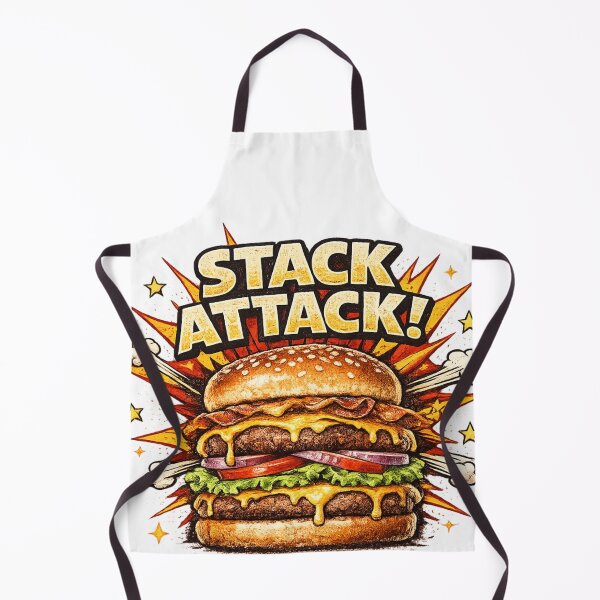 Item preview, Stack Attack: Comic Book Burger Double Patty Bold Typography Art designed and sold by irfanshikh.