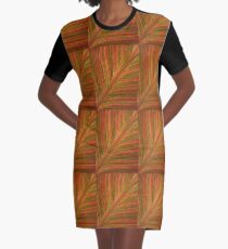 Natural Abstracts - Leaf Pattern Graphic T-Shirt Dress