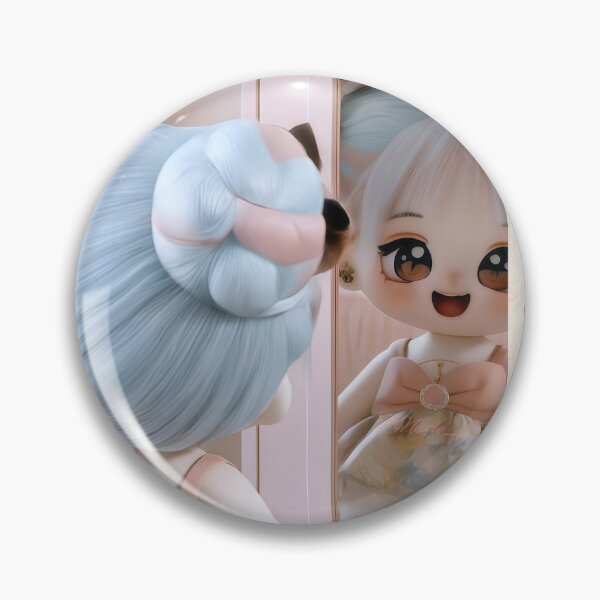 Item preview, Cute Mint Hair Doll Pastel Mirror Reflection - Vintage Stamp Aesthetic designed and sold by Nicole_83.