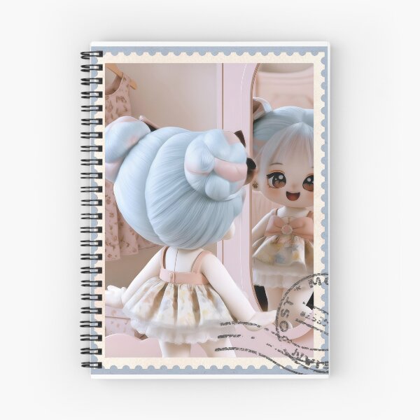 Item preview, Cute Mint Hair Doll Pastel Mirror Reflection - Vintage Stamp Aesthetic designed and sold by Nicole_83.