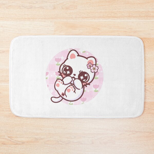Item preview, Cute White Neko Kawaii Cat Cherry Blossom designed and sold by Cutenekocat.