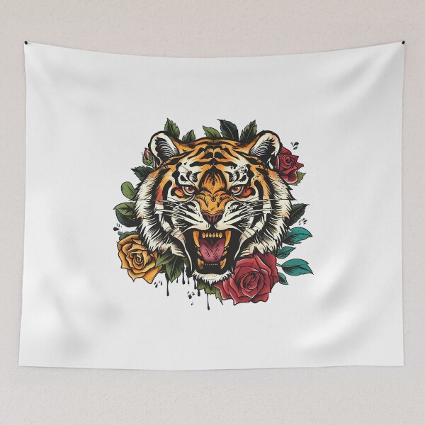 Item preview, Retro Tiger Tattoo Rose Vintage Graphic designed and sold by DayLogArt.