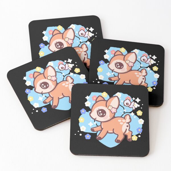 Item preview, Cute Deer Kawaii Fawn Blue Flowers Magical Design designed and sold by Cutenekocat.