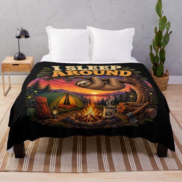 Item preview, I Sleep Around Funny Sloth Camping Sunset Design designed and sold by Don't Crack Art.