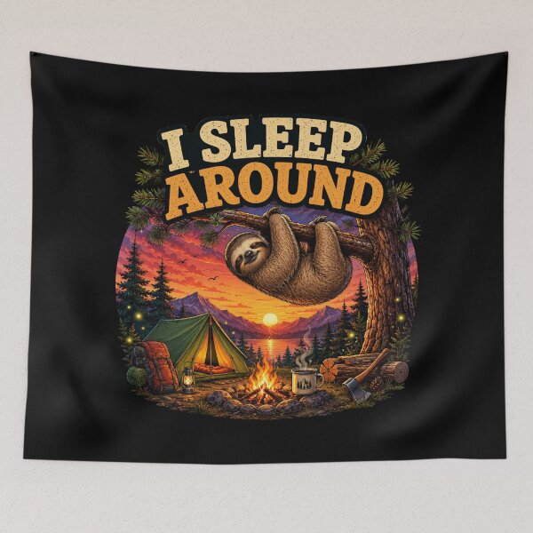 Item preview, I Sleep Around Funny Sloth Camping Sunset Design designed and sold by Don't Crack Art.