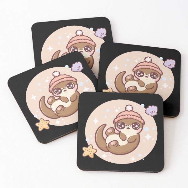 Item preview, Cute Otter Kawaii Sea Otter Wearing Beanie Illustration designed and sold by Cutenekocat.