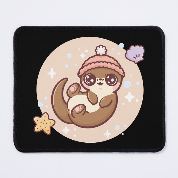 Item preview, Cute Otter Kawaii Sea Otter Wearing Beanie Illustration designed and sold by Cutenekocat.